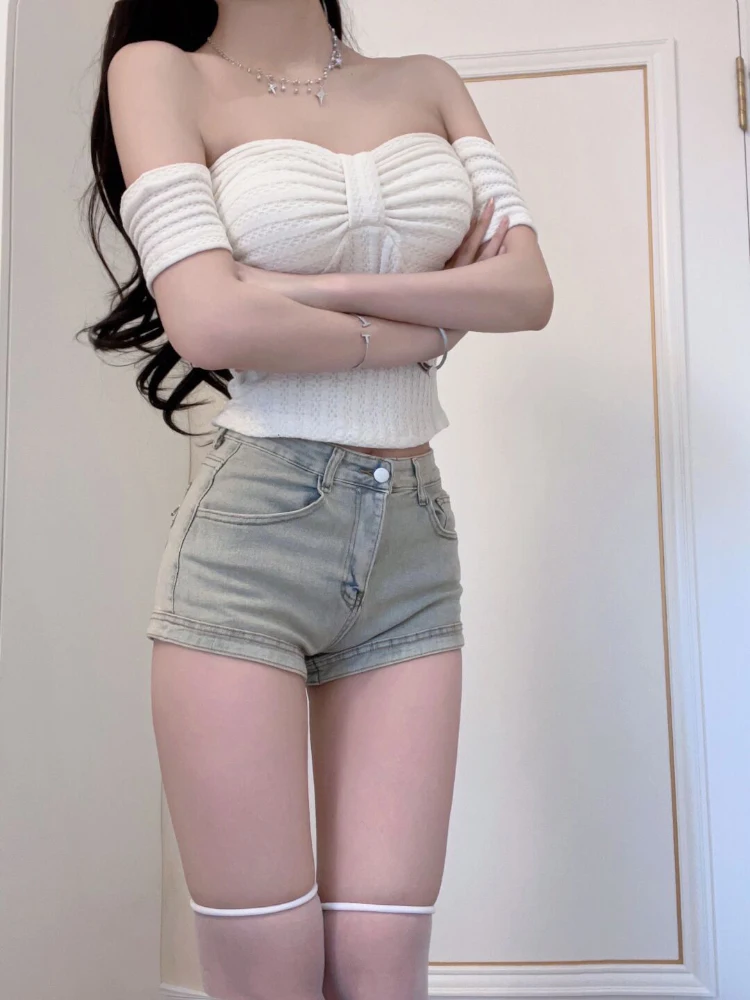 High Waist Zipper Design Denim orts Women's Autumn New Sle Slimming Versatile Hot Pants Retro Sle Casual Summer Jeans