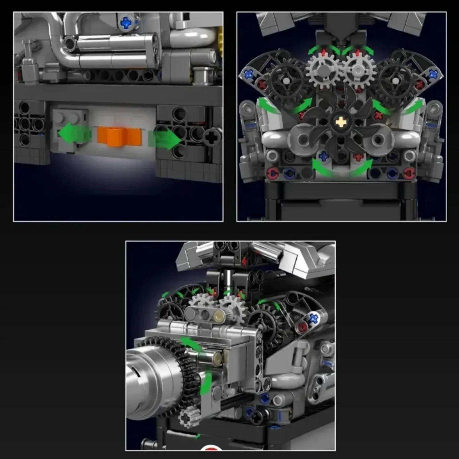 Mold King 10205 RR Vintage V12 motormodel - 733 stuks elektrisch gemotoriseerde bouwstenen set met ABS technische onderdelen DIY cadeau