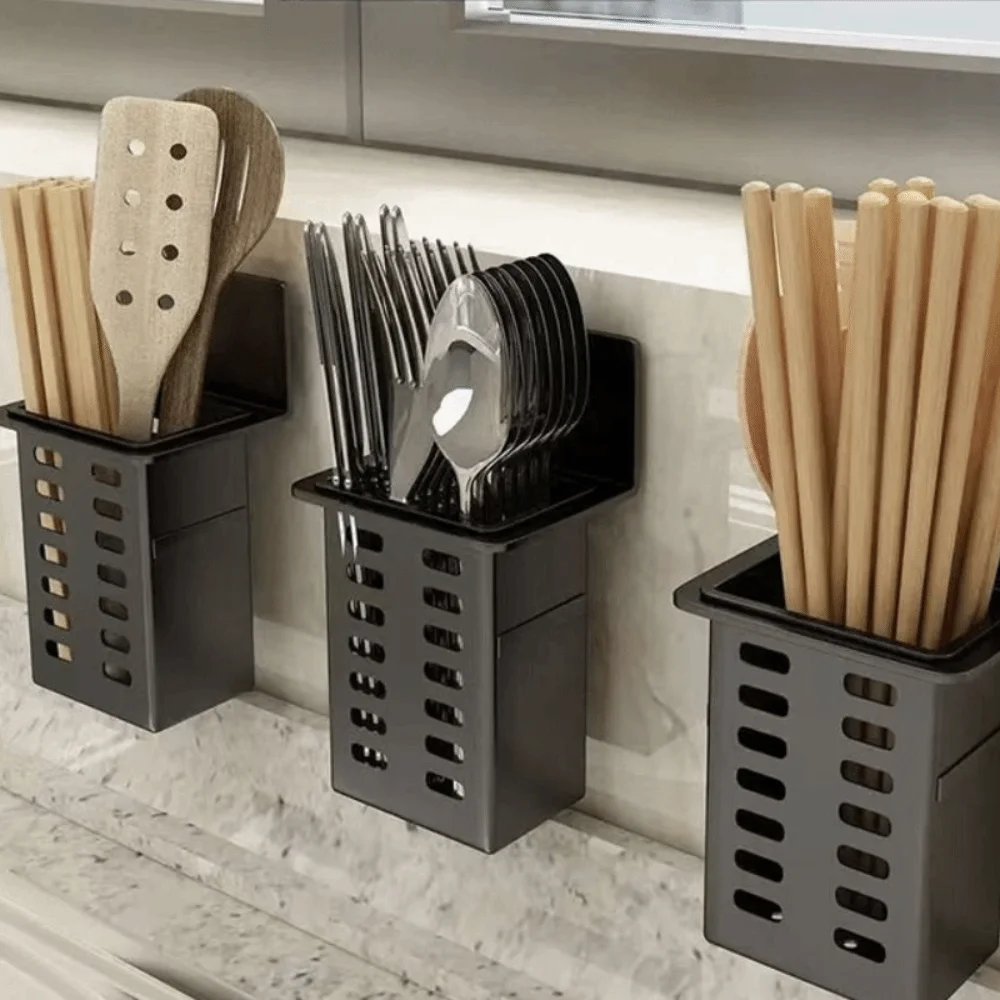 Wall Mounted Wall Toothbrush Holder Hanging Bracket No Drill Bathroom Storage Box Self Adhesive Toothpaste Rack Kitchen Bathroom
