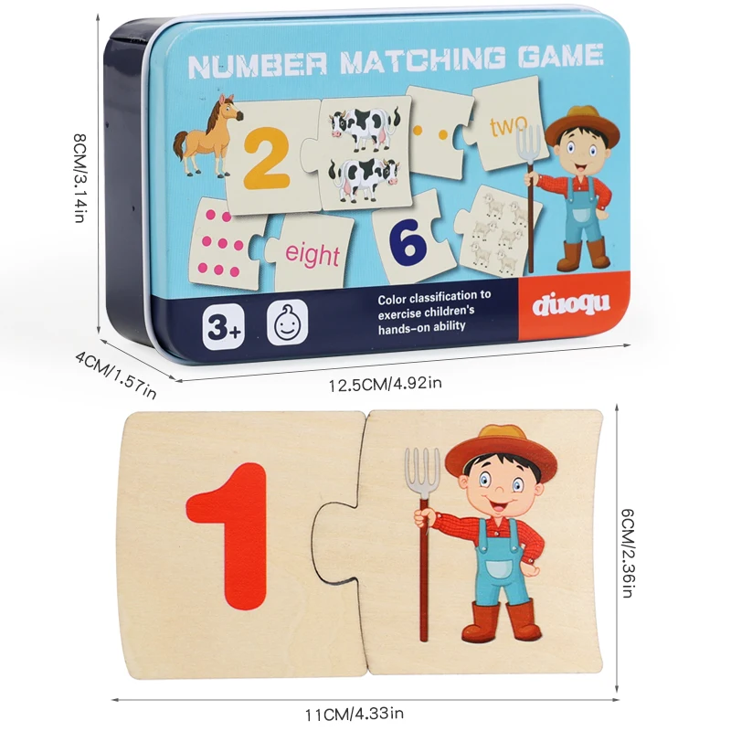 Interactive Wooden Learning Toy – Fun Animal & Number Matching Game for Shape Recognition & Early Math Skills, Ideal for Kids