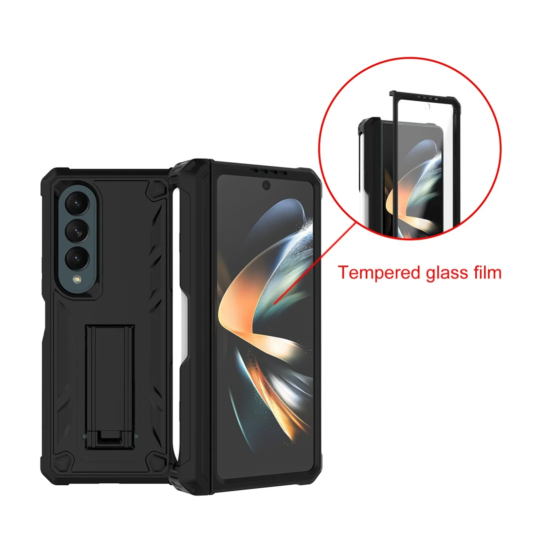 Slim Rugged Shockproof Case with Kickstand Swivel Belt with S-Pen Slot For Samsung Galaxy Z Fold 4 5G built-in Screen Protector