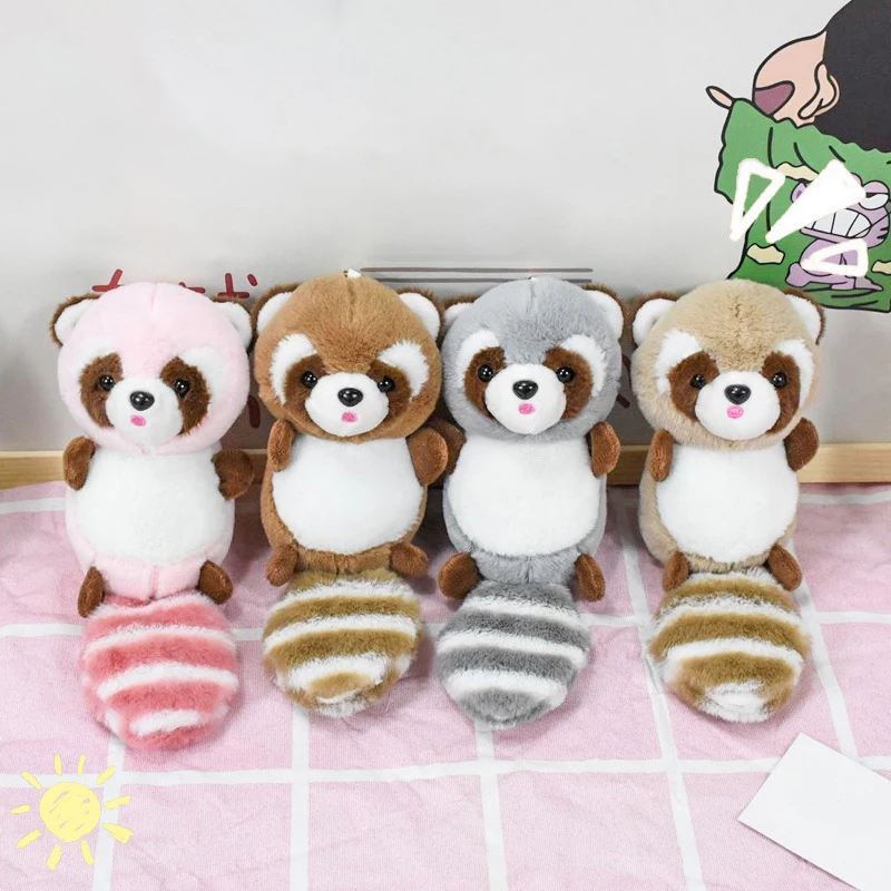 Cartoon Plush Long Tailed Raccoon Stuffed Doll Toys Pendant Key Chain Backpack Decoration Gifts