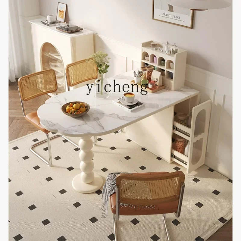 

folding rock slab dining table modern simple small apartment household storage dining table cloud dining table