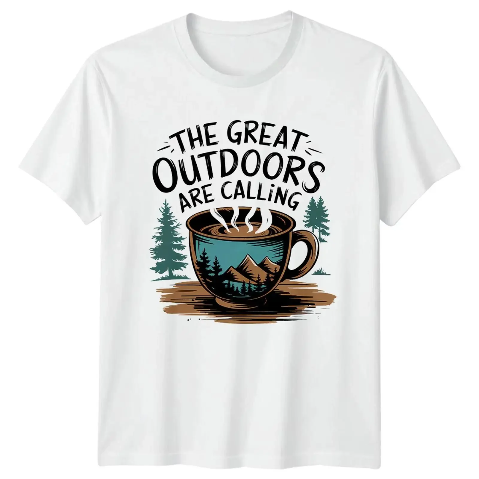 Great Outdoors Are Calling Camping T Shirt Abenteuer Natur vintage Washed Soft streetwear Versatile designer clothes Casual