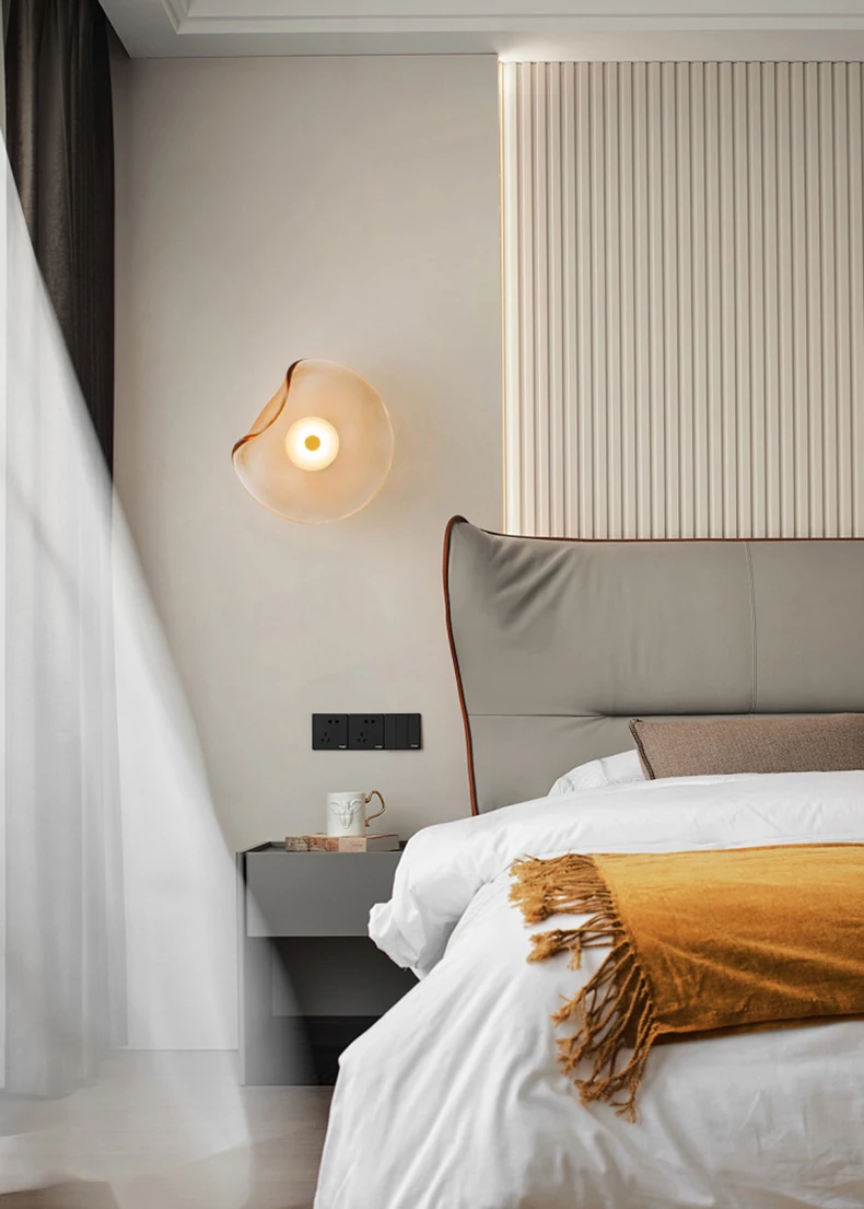 Art Amber Gray Glass LED Wall Light 3000K Sconce
