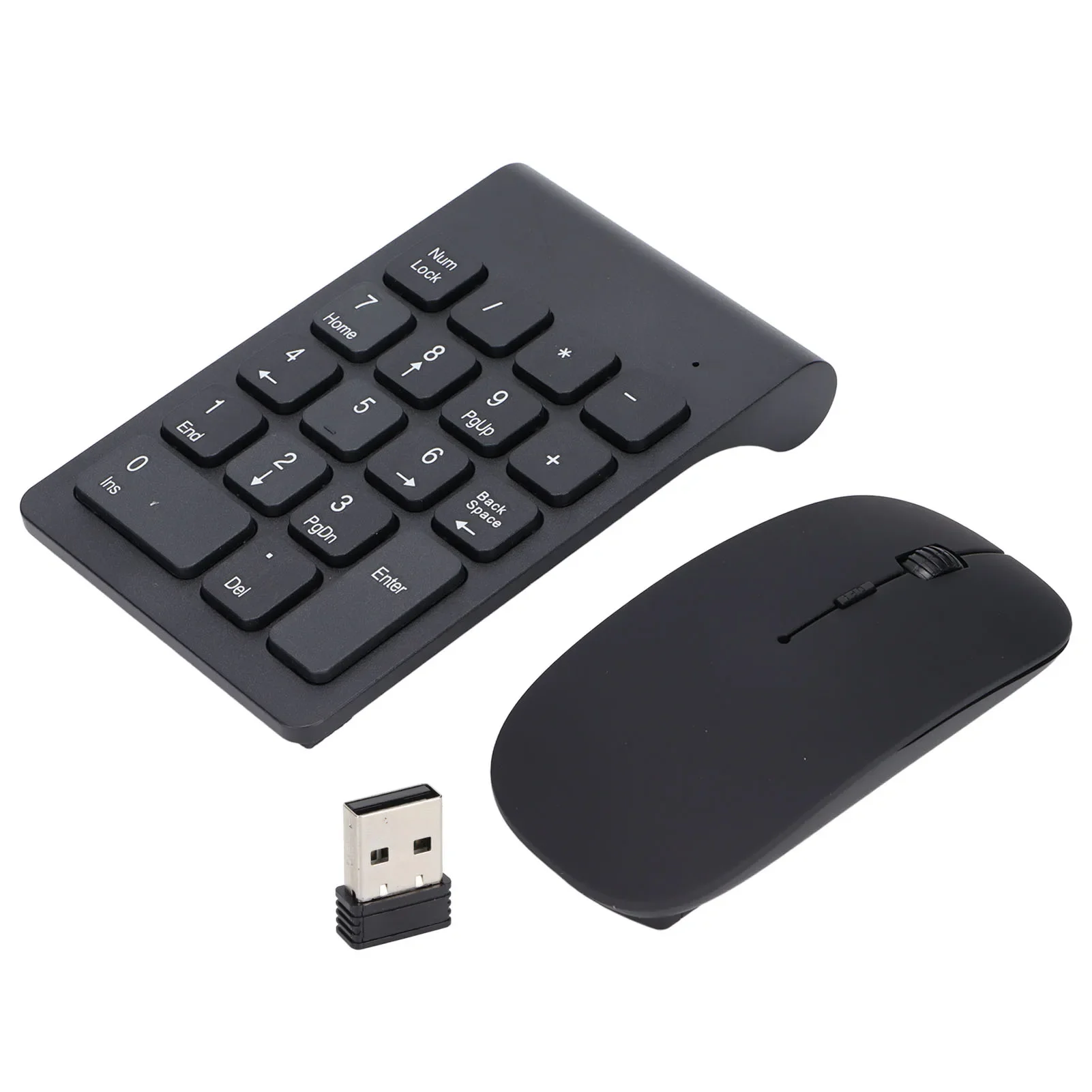 2.4G Wireless Number Keypad and Mouse Set 18 Keys Numeric Keyboard 1200 DPI Mouse for Notebook Computer Accounting Banking