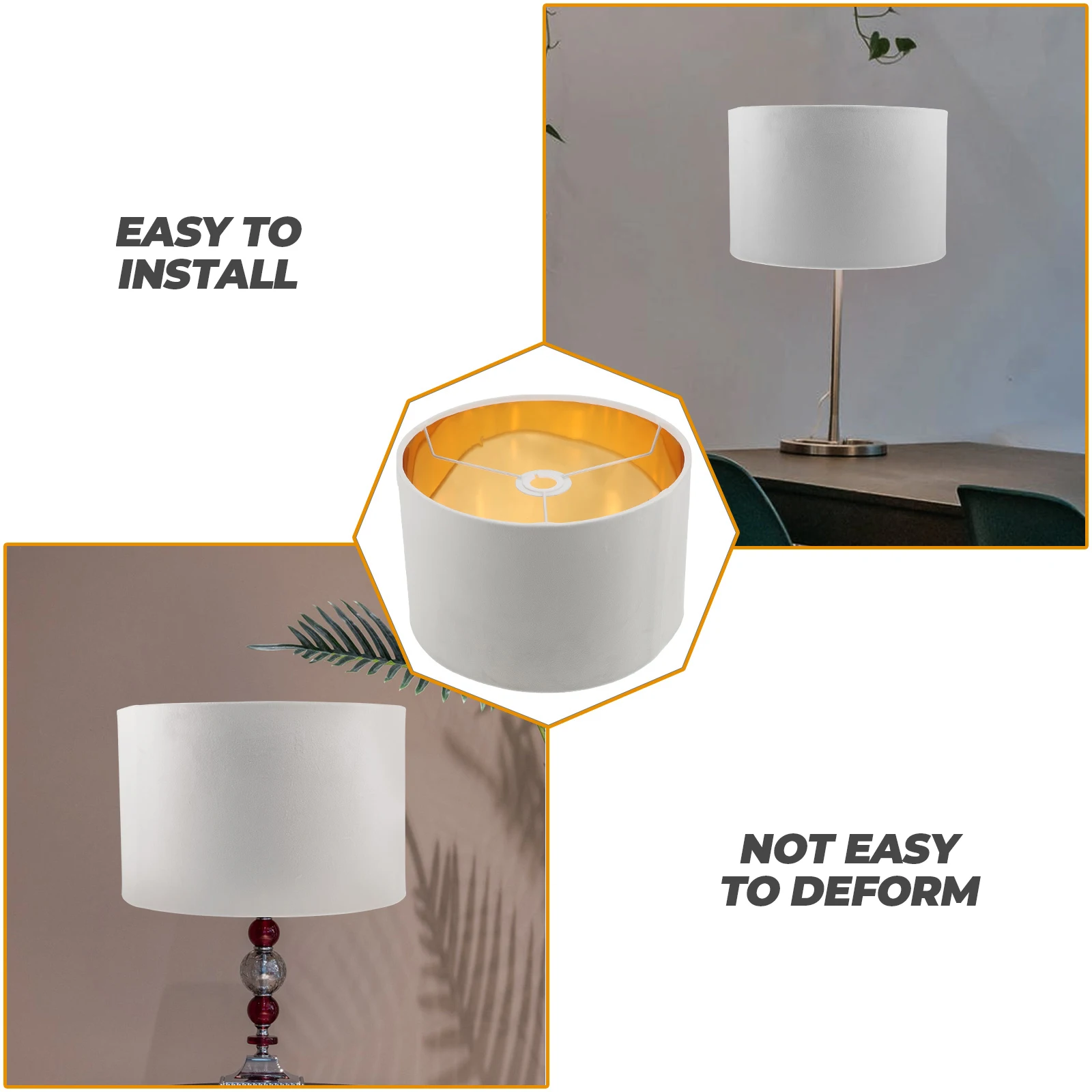 

Golden Lined Lampshade High-Grade Material Long-Term Use Simple Style Elegant Creative No Dazzling Eye Protection Exquisite