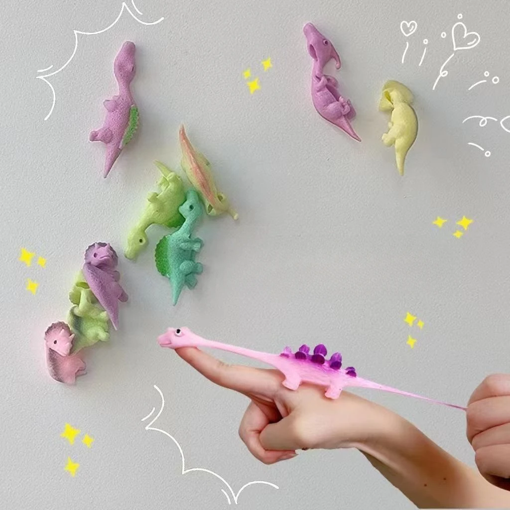 5 pezzi di dinosauro che salta giocattolo divertente dardo da dito tiro piccolo dinosauro decompressione giocattolo in gomma morbida regalo per bambini di famiglia