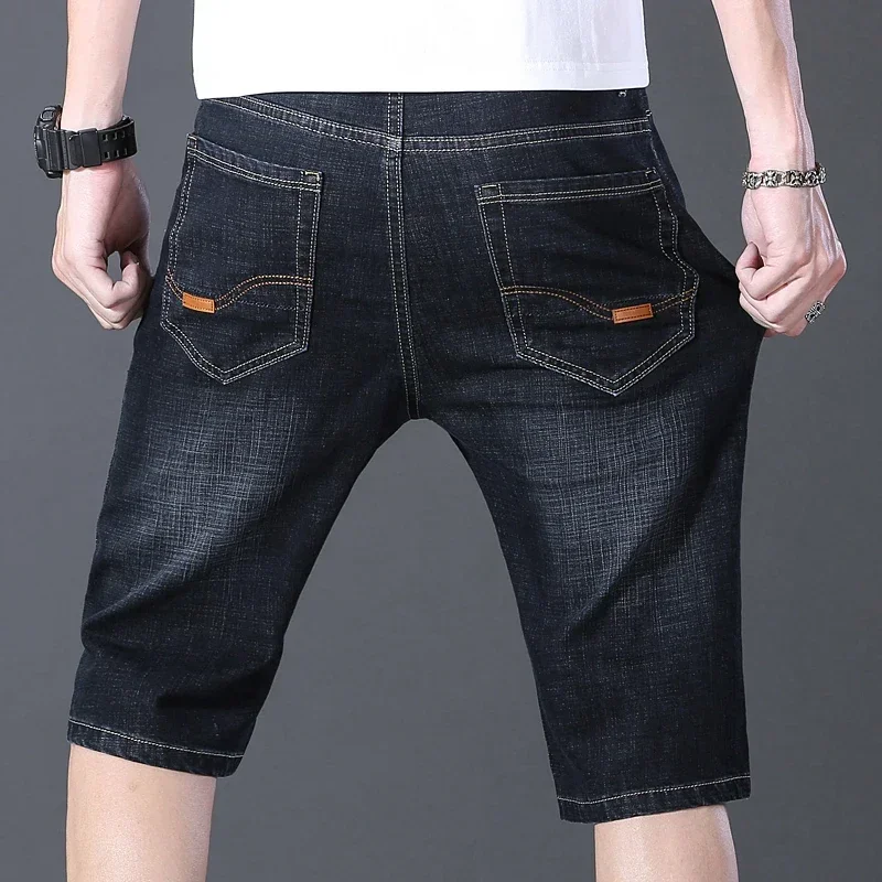 2023 Blue Soft  Denim Short For Men Mens Summer Stretch Light Weight Jean Knee Length  Pants