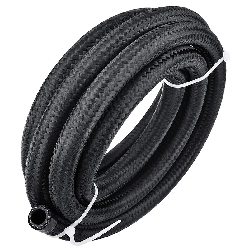 10FT 6AN 3/8 Inch Nylon Stainless Steel Braided Fuel Line 5/16 Inch 8.71mm ID CPE Tube Oil Hose Universal