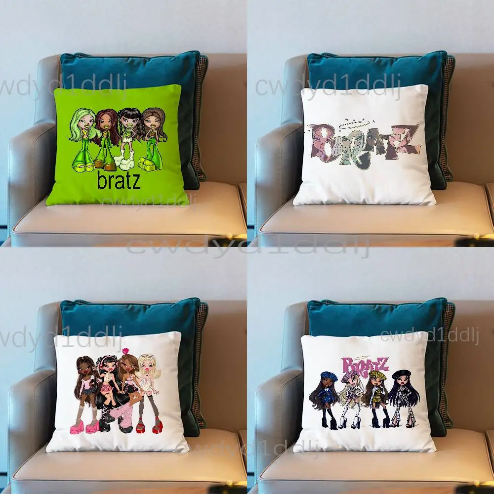

B-Bratz-Dolls Cute Fashion Cushion Cover Pillow Cover Decor Pillowcase Printed Cushion Case For Couch