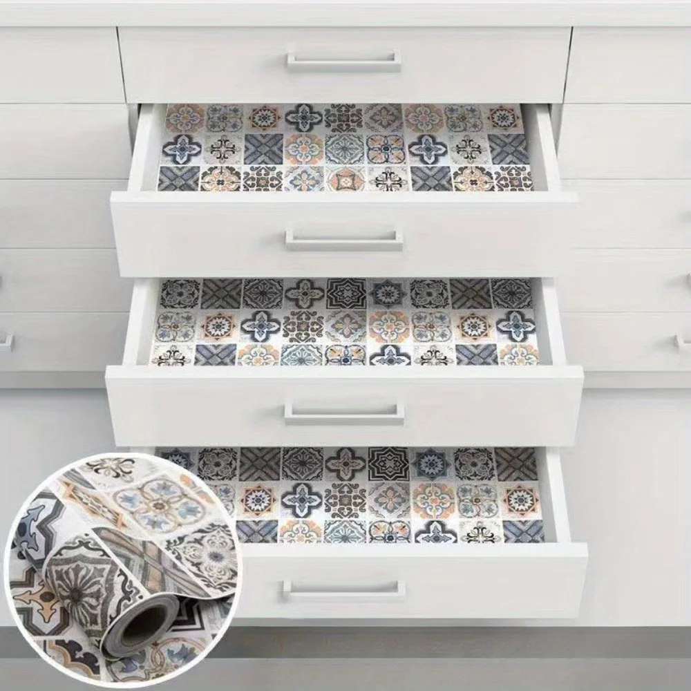 Self-Adhesive Wallpaper Boho Style Tile Pattern Contact Paper Waterproof Removable Living Room Kitchen Room Decor Sticker Wall