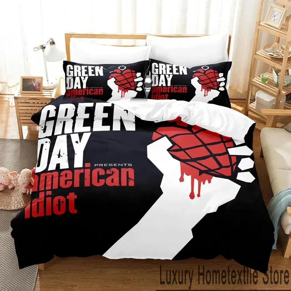 3D Print American Idiot Green Day Bedding Set Duvet Cover Bed Set Quilt Cover Pillowcase Comforter king Queen Size Boys Adult