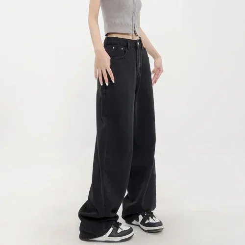Black Baggy Straight Jeans Women Oversize Oversize XHigh Waist Wide Leg Denim Pants Female Loose Mopping Jean Trouser Y2K