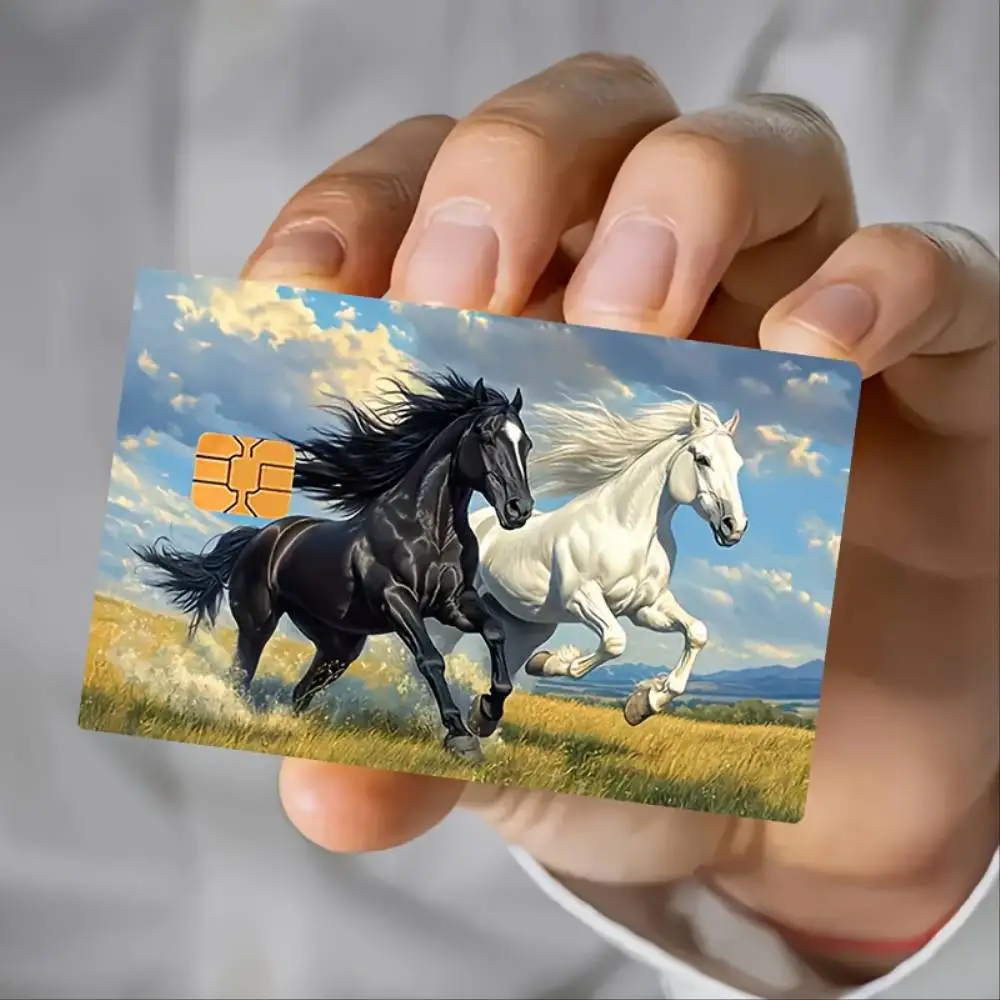 Horse Pattern Credit Card Sticker Bubble Free High Quality PVC Decal For EBT Transit Key Small Chip Credit Debit Cards