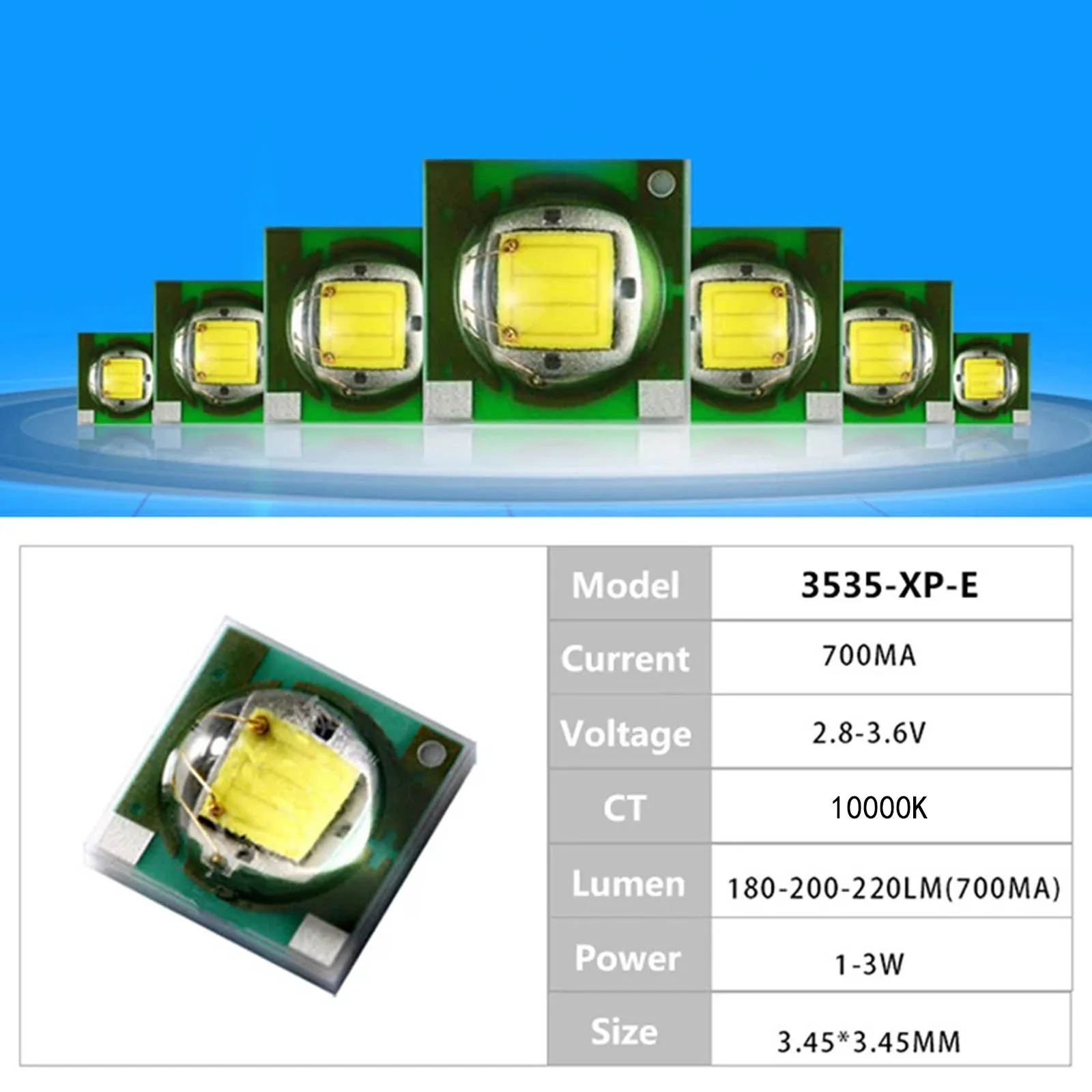 

100pcs 1-3W 3.5x3.5mm LED SMD COB Lamp bead 10000K Flashlight light LED diode Chip light Cold White Car Lights DIY