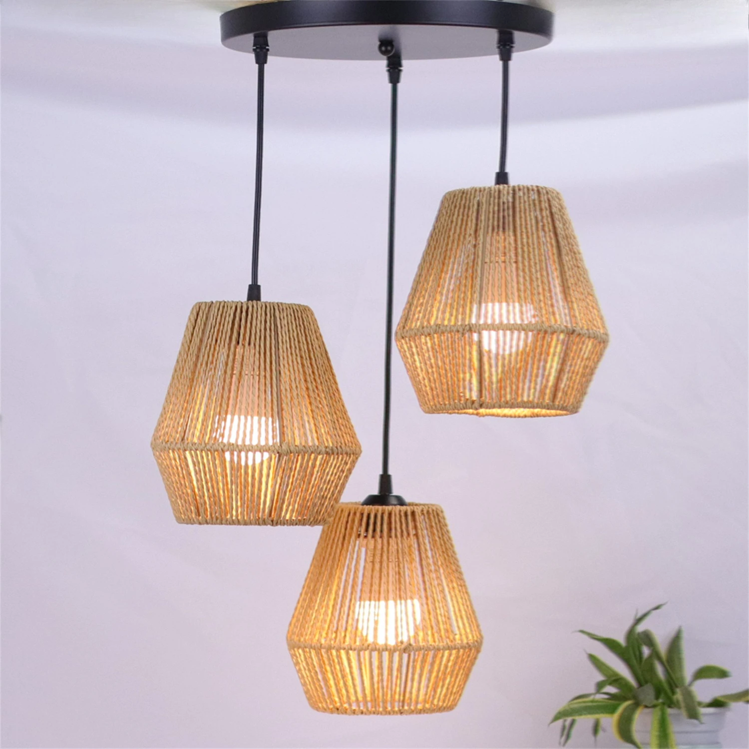 

JOYINLED 7" Beige Ceiling Lamp Paper Rope Pendant Light Basket Lighting Fixture for Farmhouse Kitchen Island Bedroom Living Room