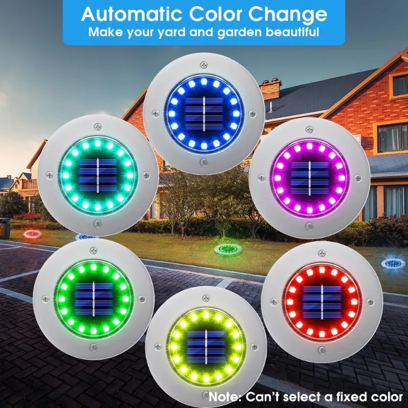 

Outdoor 16 LEDs Multi-Color Solar Ground Lights Waterproof Landscape Light for Pathway Garden Walkway Driveway Yard Decorations