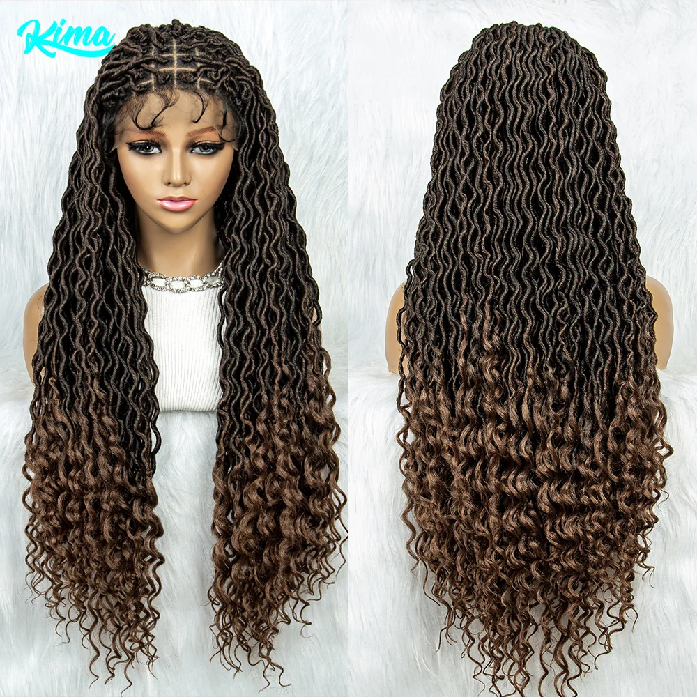 

Synthetic Lace Front Wig Full Braided Wigs Locs Braids African With Baby Hair Braided Lace Front Wigs Curly Dreadlocks Wigs