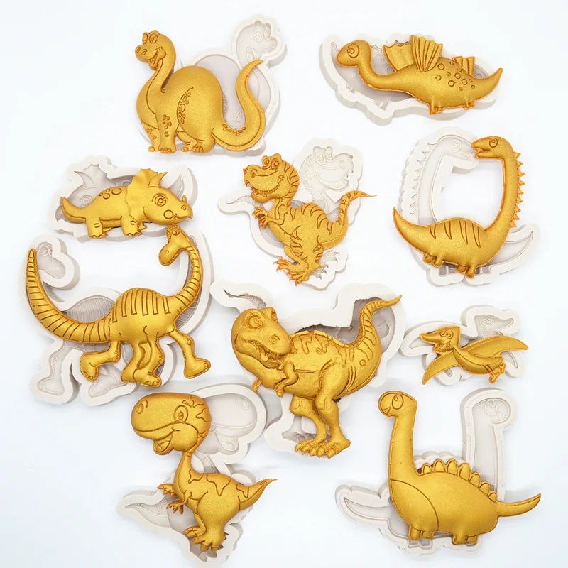 

Various Dinosaur Shape Silicone Resin Mold DIY Cake Pastry Fondant Moulds Dessert Chocolate Lace Decoration Kitchen Baking Tools