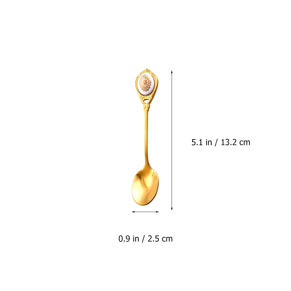 

2Pcs Stainless Steel Coffee Spoons Retro Ceramic Handle Stirring Spoons Long Handle Coffee Dessert Cocktail Bar Use