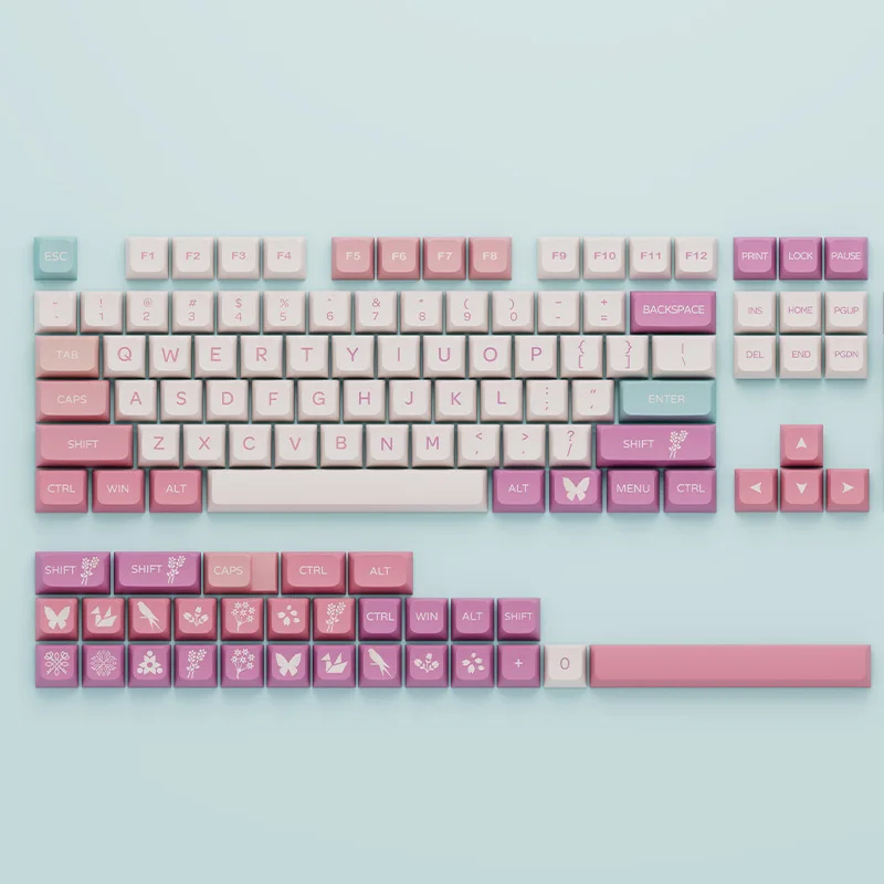 Imagem -06 - Butterfly Pbt Material Key Cap Xda Keycaps Rosa Roxo Apto para Gmk 61 68 84 87 96 90 104 108 Teclado Mecânico