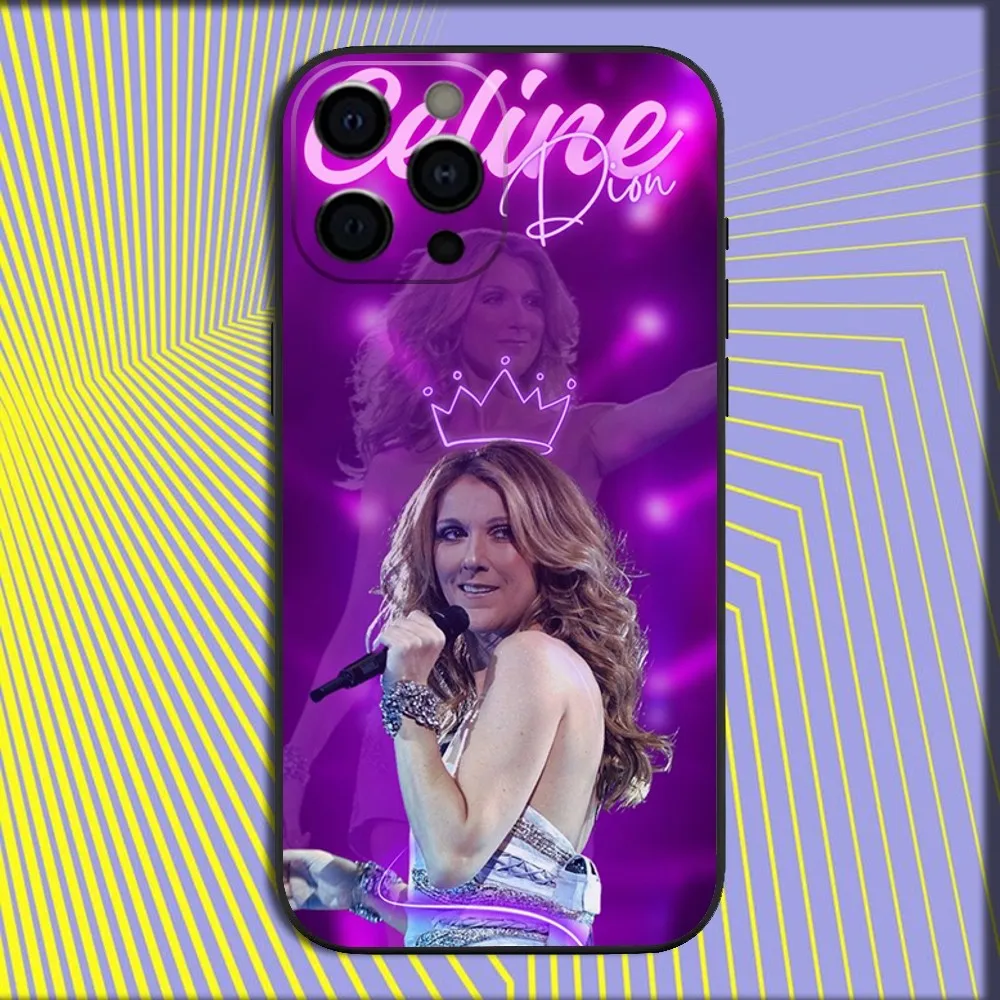 حافظة هاتف C-Celine D-Dion 90S Singer لهاتف iPhone 16,15,14,13,12,11,Pro,X,XS,Max,XR,Plus,غطاء أسود ناعم صغير