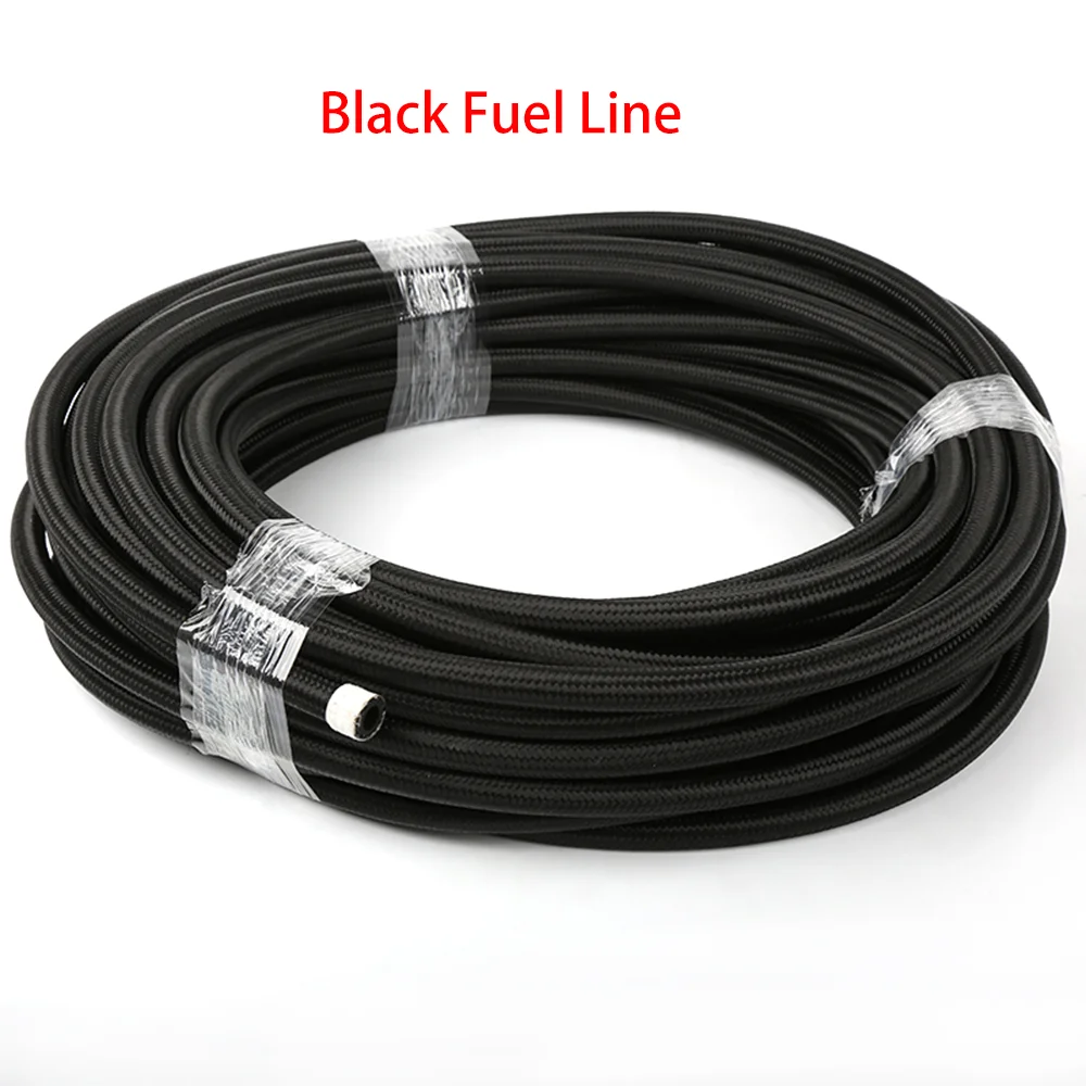 

1M Black Fuel Line Oil pipe Stainless Steel Double Braided inner CPE Sythetic Rubber Oil Cooler Hose Silver AN6 AN8 AN10 AN12