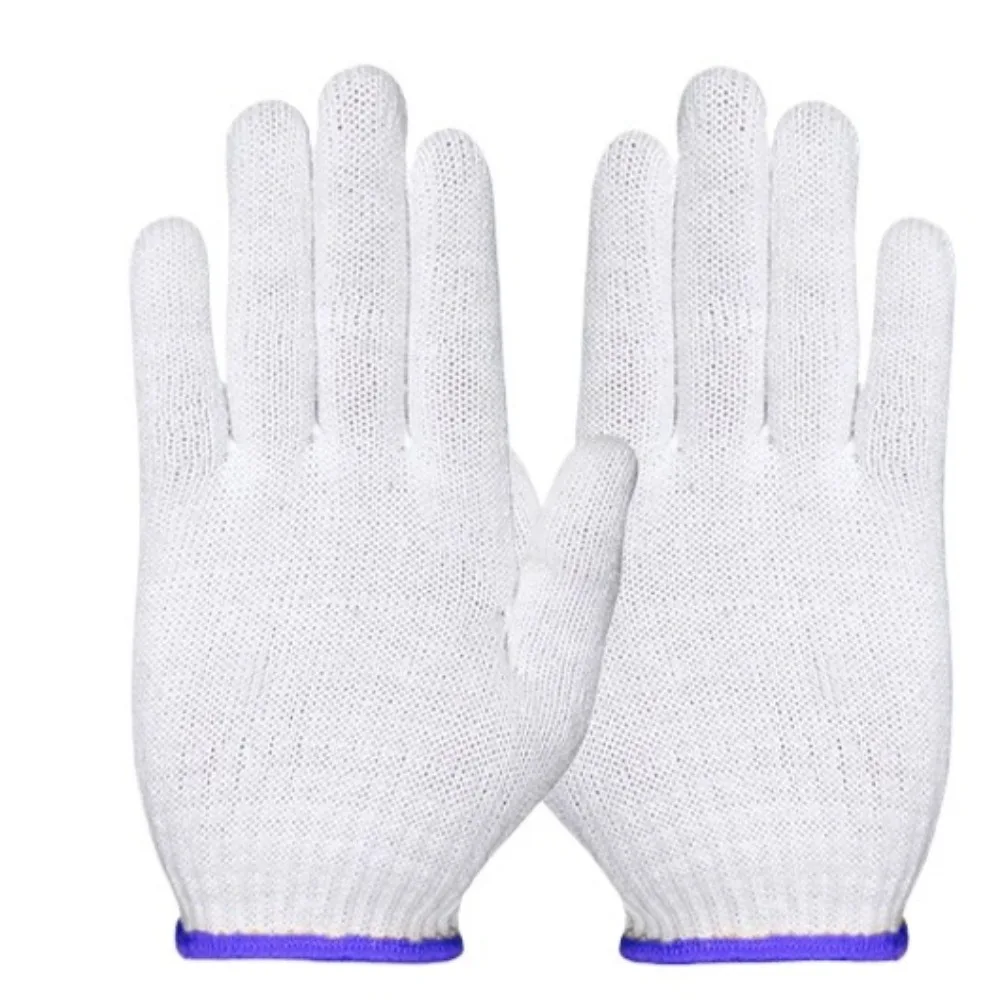 

Nylon thread gloves breathable sweat-absorbing work wear-resistant yarn white gloves thickened knitted cotton thread