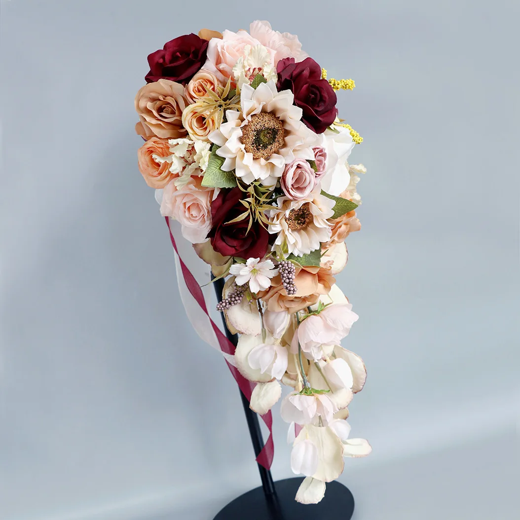 

Wedding bride water drop bouquet European simulated flower outdoor wedding photo bouquet