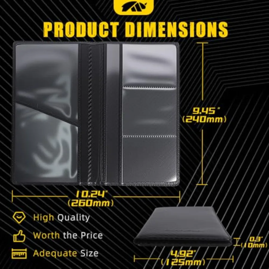 Tempat Penyimpanan Dokumen Mobil dengan Magnet, Organizer Kotak Sarung Tangan untuk Surat Kendaraan, Asuransi, Kartu, dan SIM, Warna Hitam