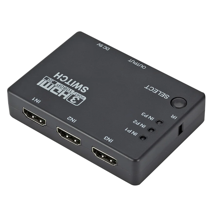 3x1 z wejściem HDMI, rozdzielacz Adapter Auto przełącznik 3 w 1 z 1080p HD 1.4 z pilot zdalnego sterowania do telewizora HDTV XBOX360 PS3 żarówka jak