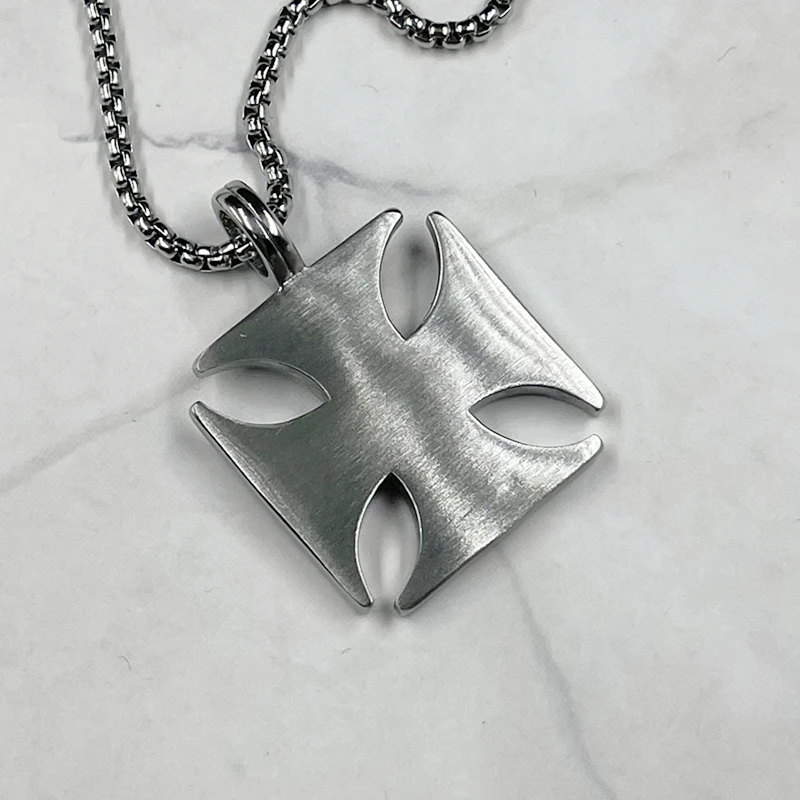 خمر فرسان تمبلار الصليب قلادة قلادة للرجال بوي المالطية الحديد الصليب موضة 316L الفولاذ المقاوم للصدأ الذكور المجوهرات #3