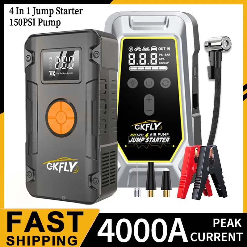 

GKFLY Новый портативный пусковой прибор 4000А для автомобиля, пусковое устройство для аккумуляторов 12В 7000А, портативный внешний аккумулятор для запуска бензиновых и дизельных автомобилей