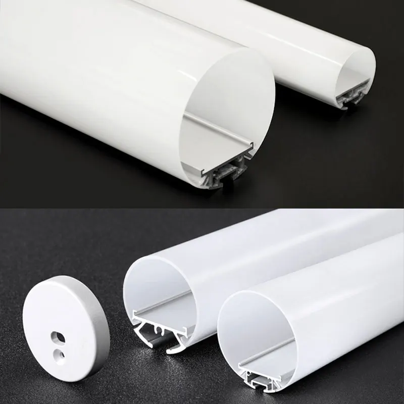 Round Tube Aluminum Profile Three-Sided Glowing Aluminium Linear Strip Surface Mounted Channel Diffuser Cabinet  Bar Strip Lamp