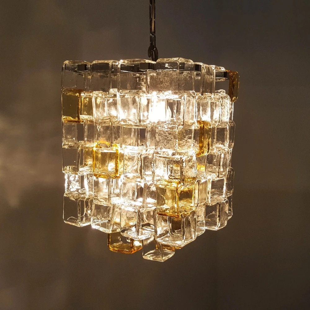 

French Handmade Glass Chandelier Sugar Cube Vintage Crystal Hanging Lamp Living Room Dining Room Bedroom Indoor Decor Lighting
