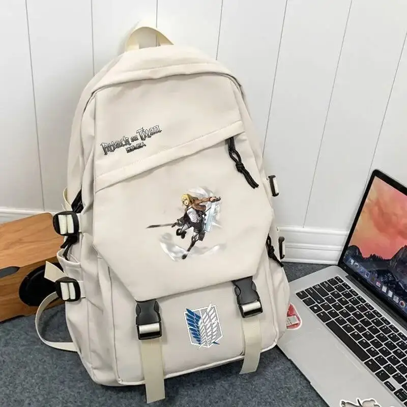 

Anime Game Black Blue White Attack On Titan Student Teens School Bags Large Capacity Backpacks Boys