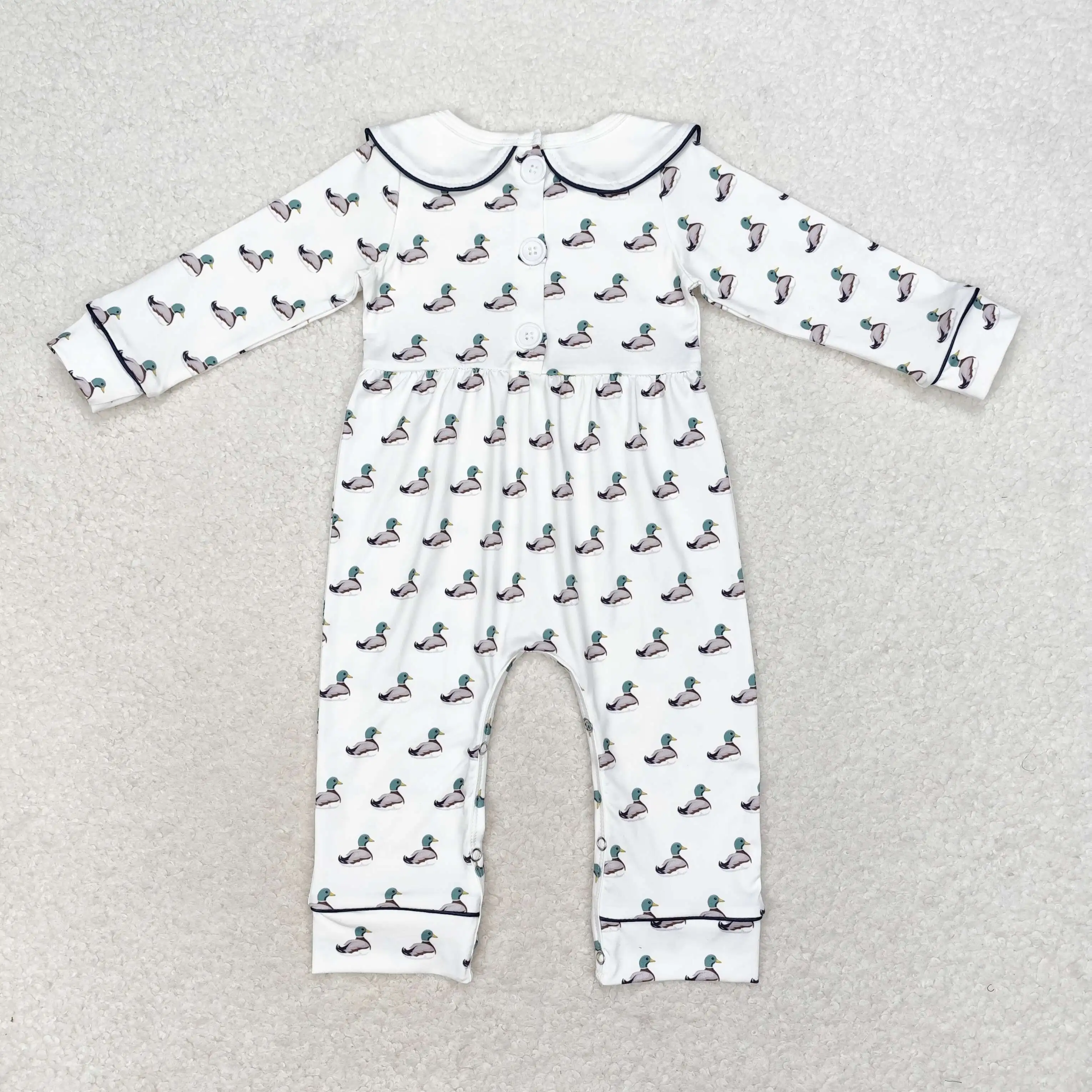 Wholesale Newborn Baby Girl Ducks Clothing Long Sleeves Jumpsuit Kids Children Toddler Spring Fall One-piece Button Romper