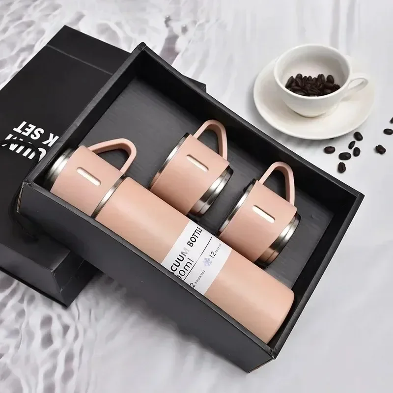 500ML Portable 304 Stainless Steel Vacuum Insulated Bottle Gift Set Office Business Style Coffee Mug Thermos Bottle Travel Mugs
