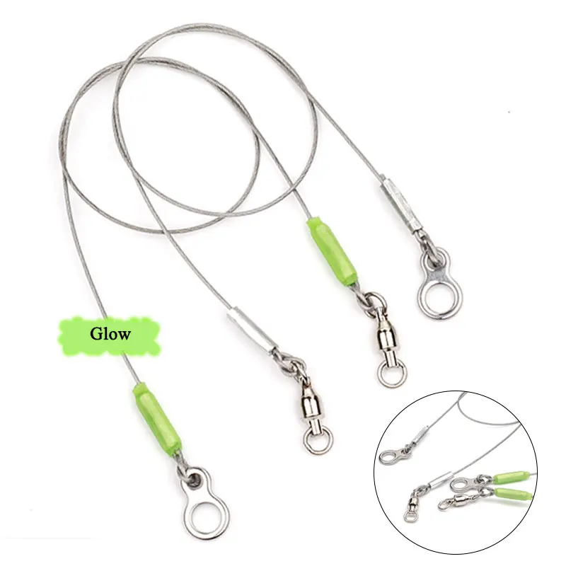 

5Pcs Anti Bite Steel Fishing Line 50cm Steel Wire Leader With Swivel Fishing Accessory Lead Core Leash Fishing Wire