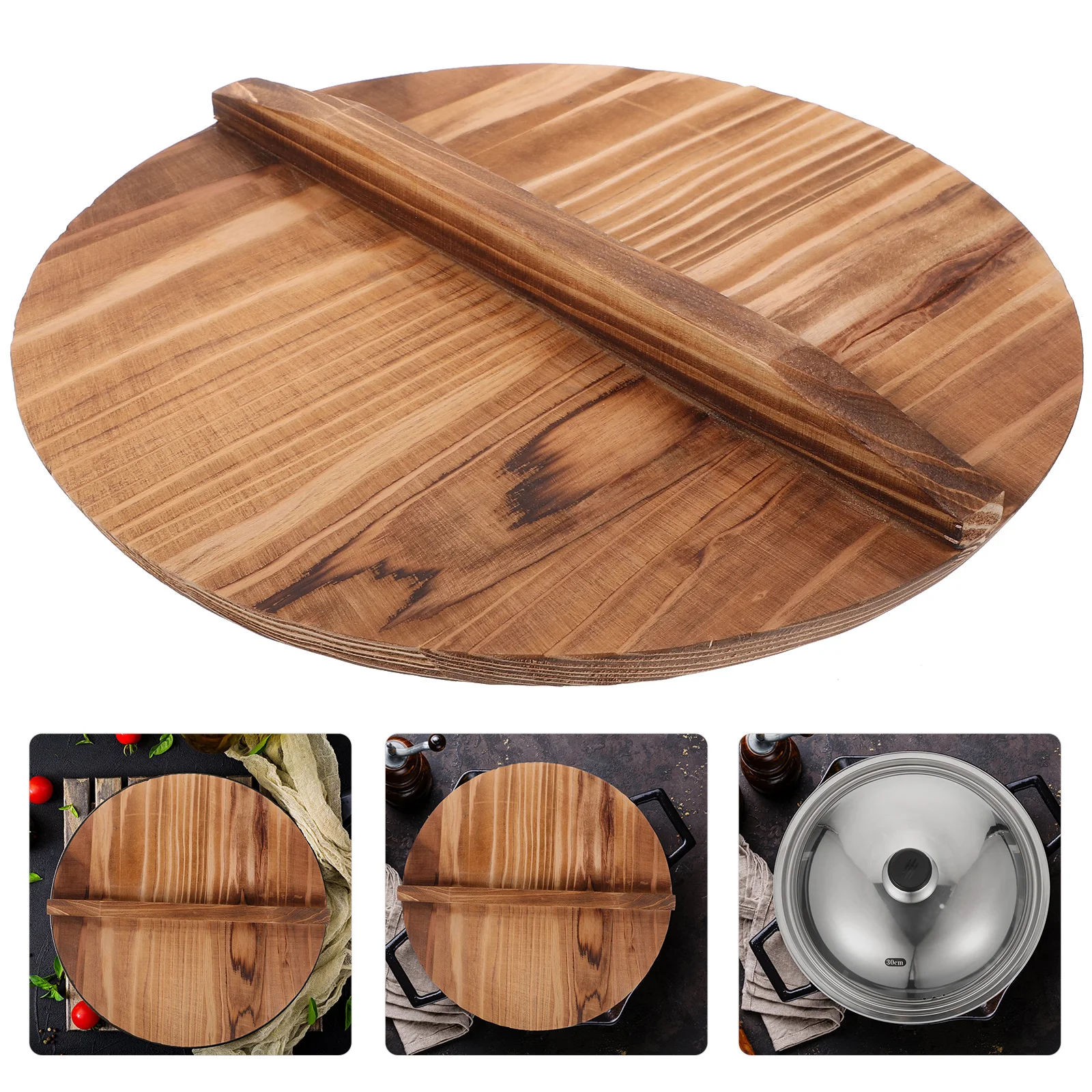 

Wooden Pot Lid Food Cover Kitchen Household Deep Frying Pan Cookware Supplies Splicing Kitchenware