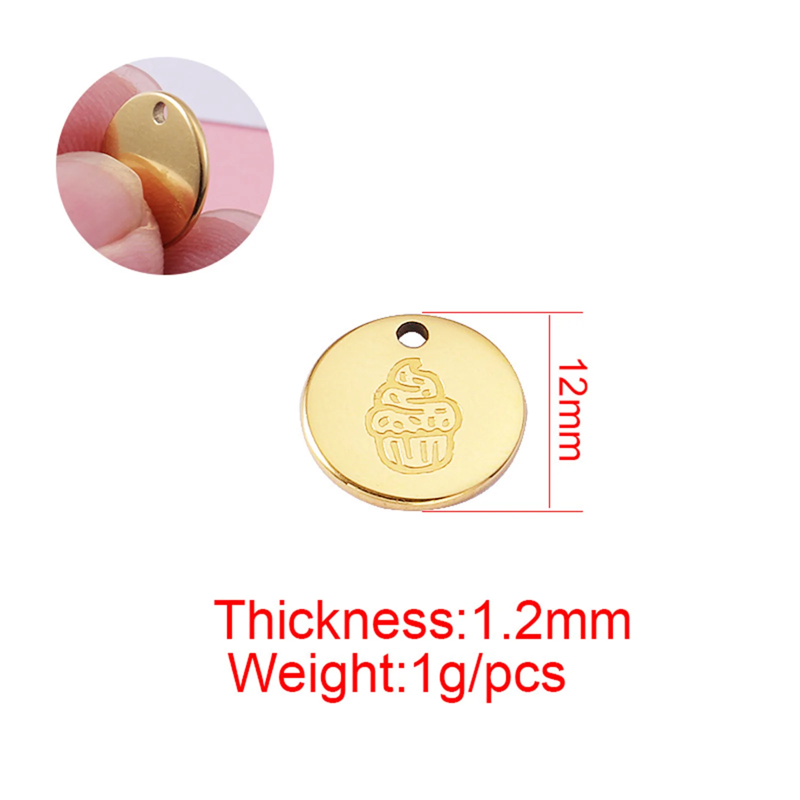 1PC Stainless Steel Round Basketball Ice Cream Pattern Charm Pendant Bracelet Necklace Jewelry Making Accessories Charm 12mm Dia