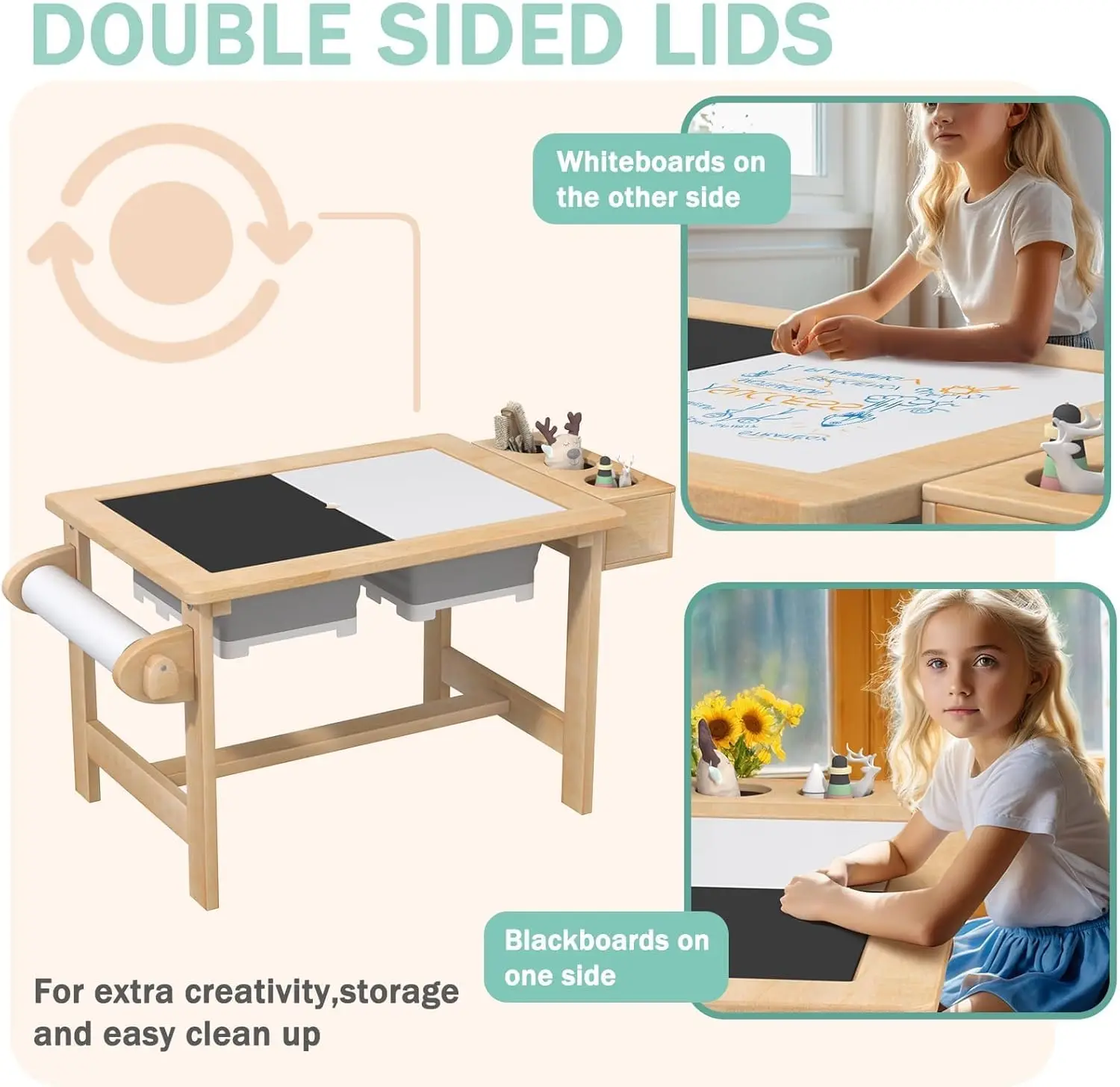 طاولة حسية للأطفال الصغار ، لوح على الوجهين ، طاولة بن للأطفال ، هدايا أعياد الميلاد للأولاد والبنات ، صندوقان #3