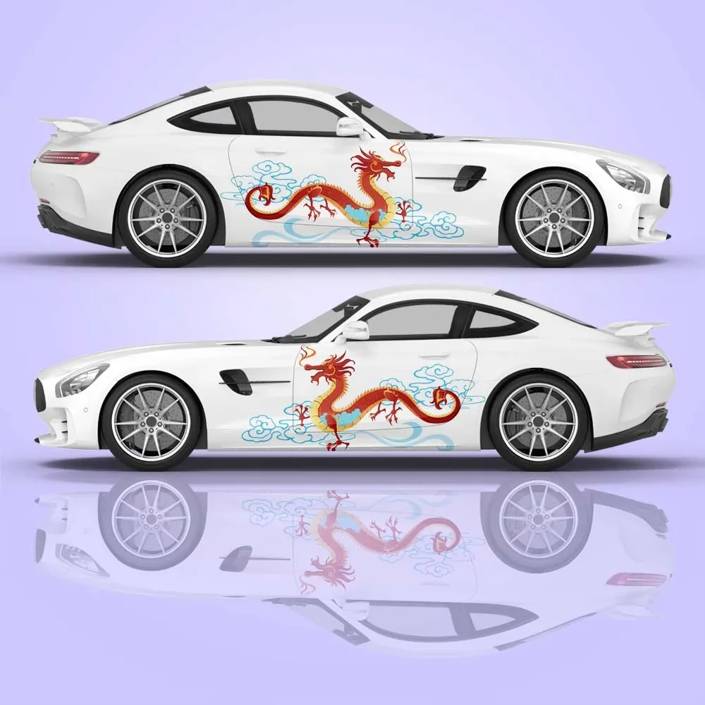 Chinese Traditional Art Car Body Stickers Chinese Totems Dragon Vinyl Car Side Decal Sticker Universal PVC Car Sticker