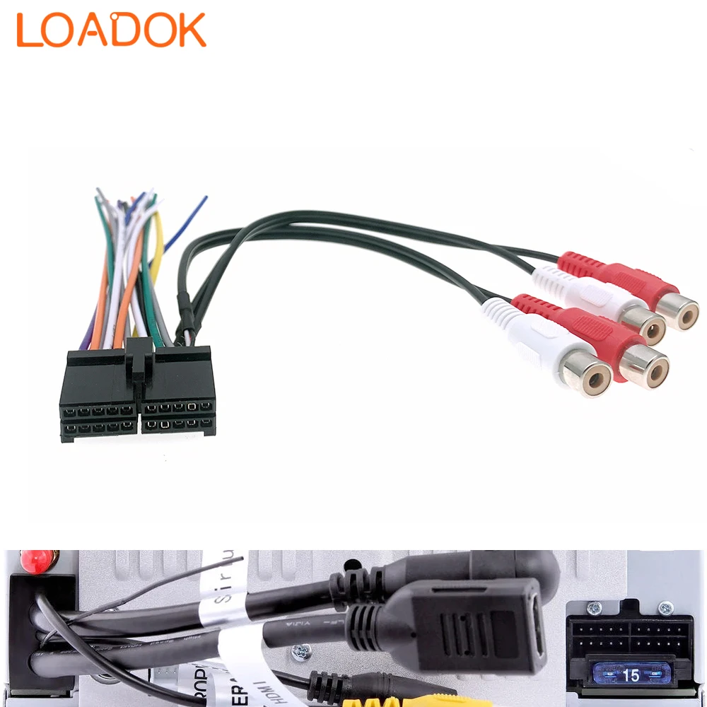 

20Pin Car Radio Audio Stereo ISO RCA SPEAKER Wire Harness for Jensen CD6112 CD3610 MP5610 CD335X CD450K KDC MCD CDH CDX MPA6611X