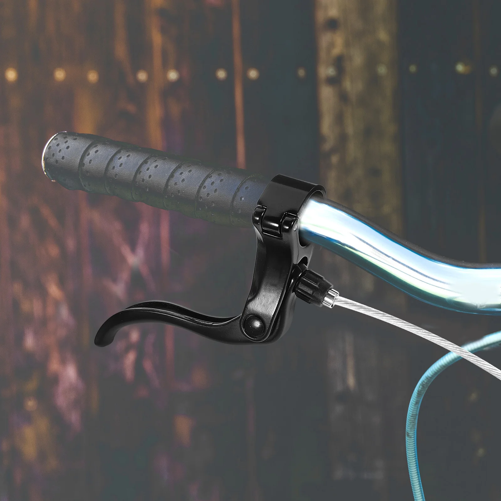 زوج واحد من رافعة فرامل الدراجة، مقبض فرامل تروس ثابت، أسود خفيف الوزن، متين، سبائك الألومنيوم، سهل التركيب، مناسب للثابت