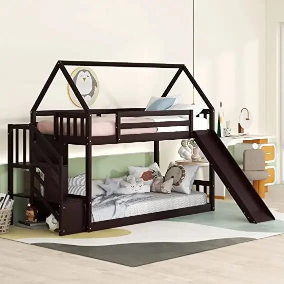 Kids Bunk Bed with Drawers and Storage kids beds wood bunk toddler bed with ladder