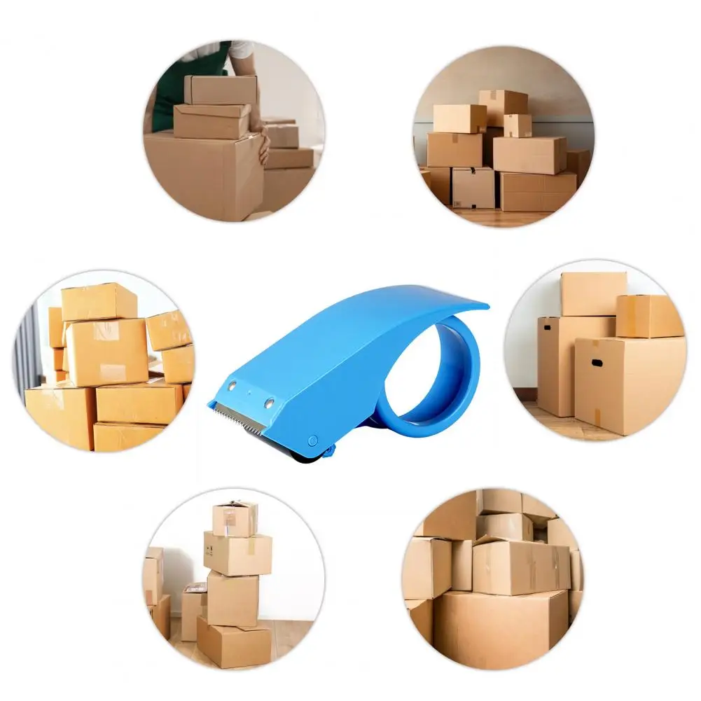 Cinta de embalaje fuerte, sellador de cinta de embalaje resistente con cortador afilado, cinta de envío portátil adhesiva transparente para mover
