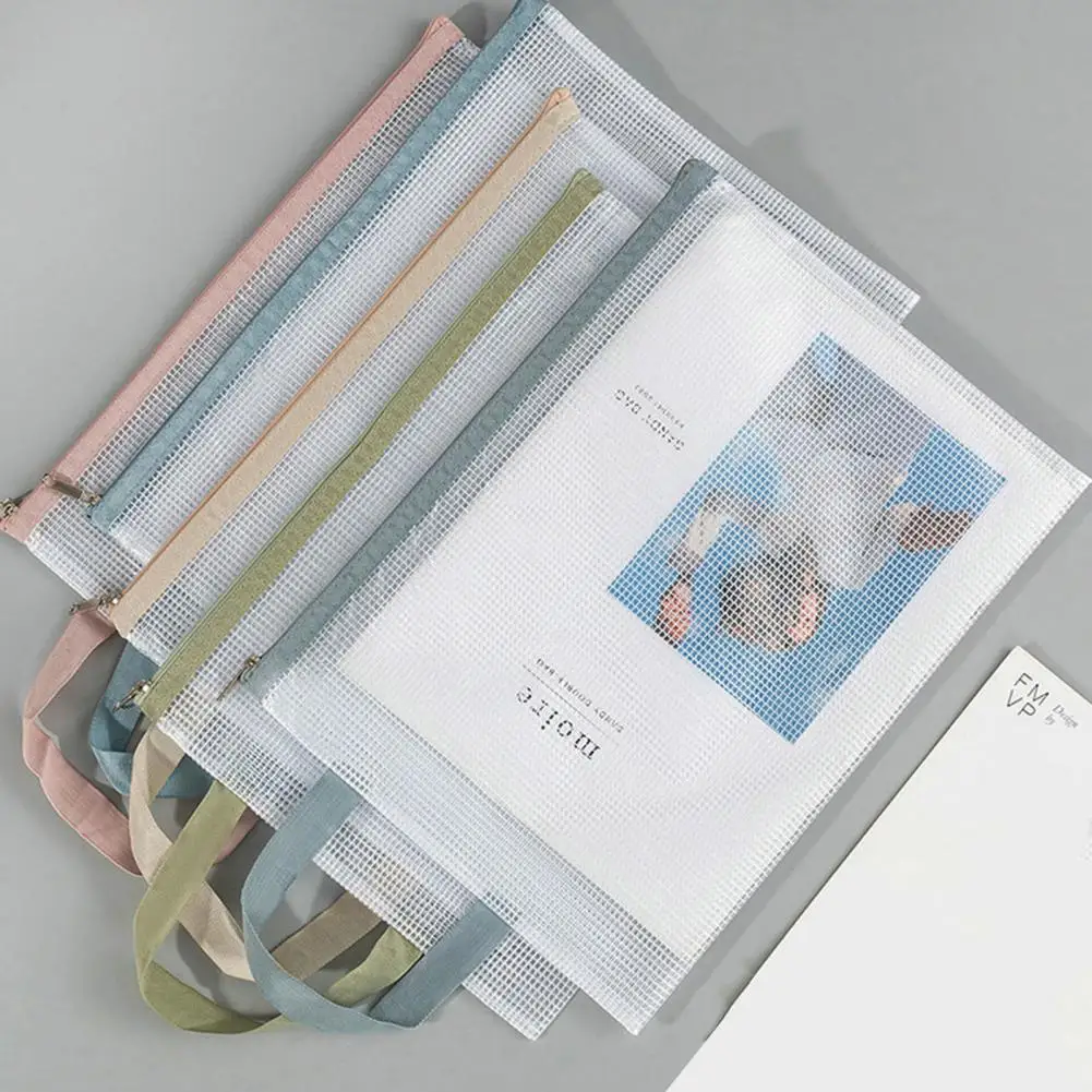 Visible Document Holder Transparent File Holder Zipper Bag with Handle Pvc Waterproof Document Storage Pouch Capacity Office