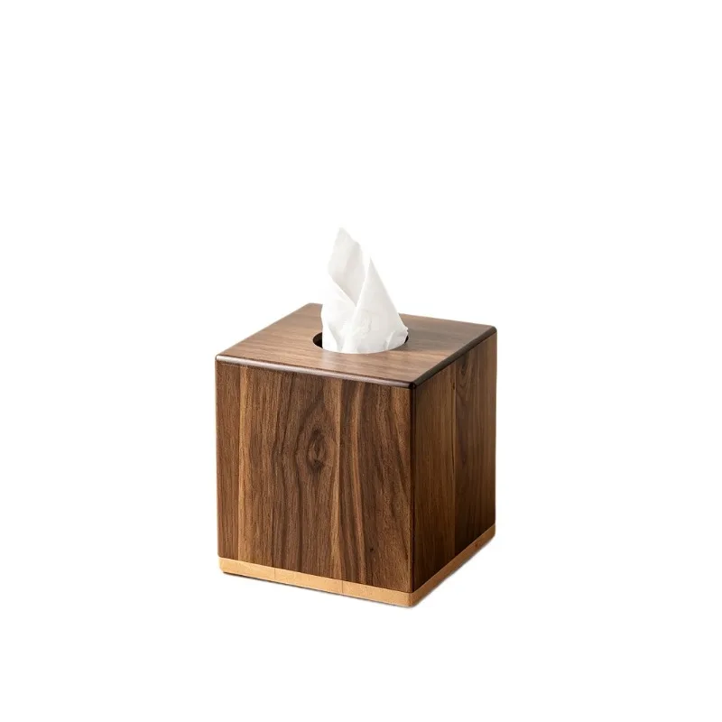 North American Walnut Tissue Box Solid Wood Square Desktop Decoration New Chinese Style High-end Wooden Paper Box